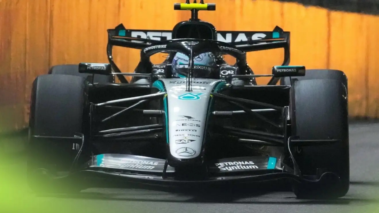 Kimi Antonelli in action for Mercedes at the 2026 Singapore Grand Prix