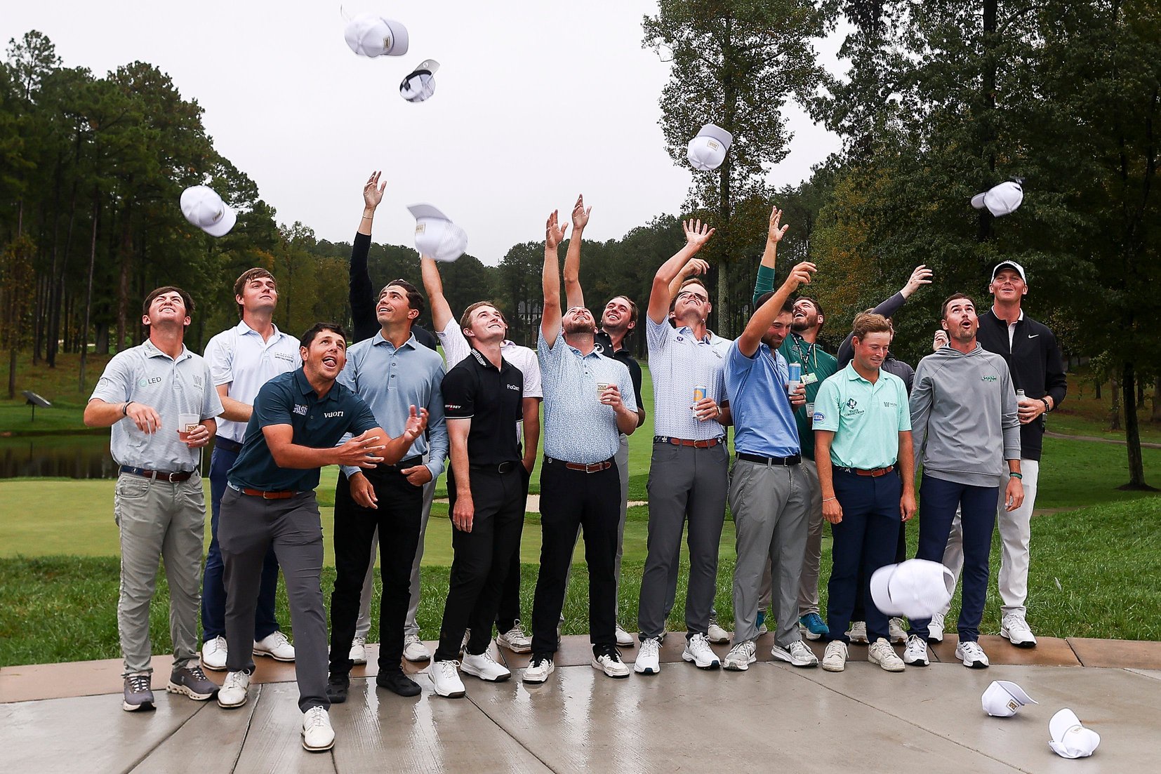 PGA Tour-bound players react after securing a tour card for the 2027 season after the final round of the Korn Ferry Tour Championship presented by Virginia's Richmond Region at The Federal Club on October 11, 2026 in Glen Allen, Virginia.