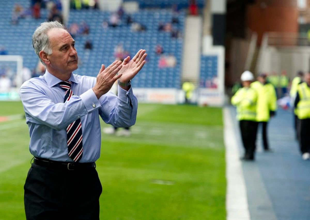 Rangers Chief Executive Charles Green applauds the fans as he makes his way to his seat as the club begin the season in the Scottish Third Division 