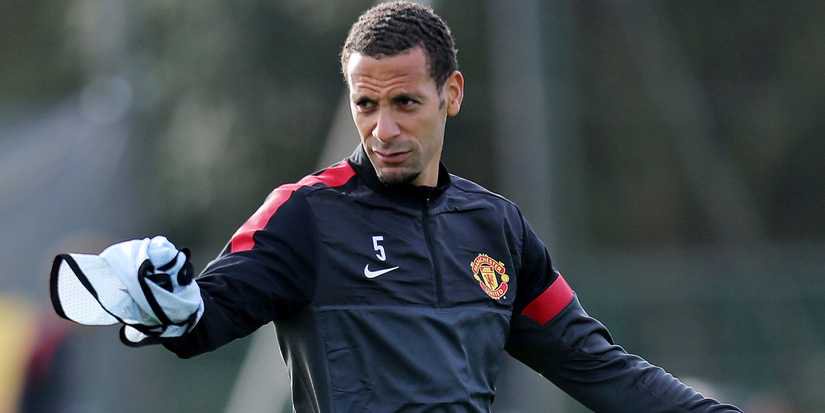 Rio Ferdinand in training with Manchester United