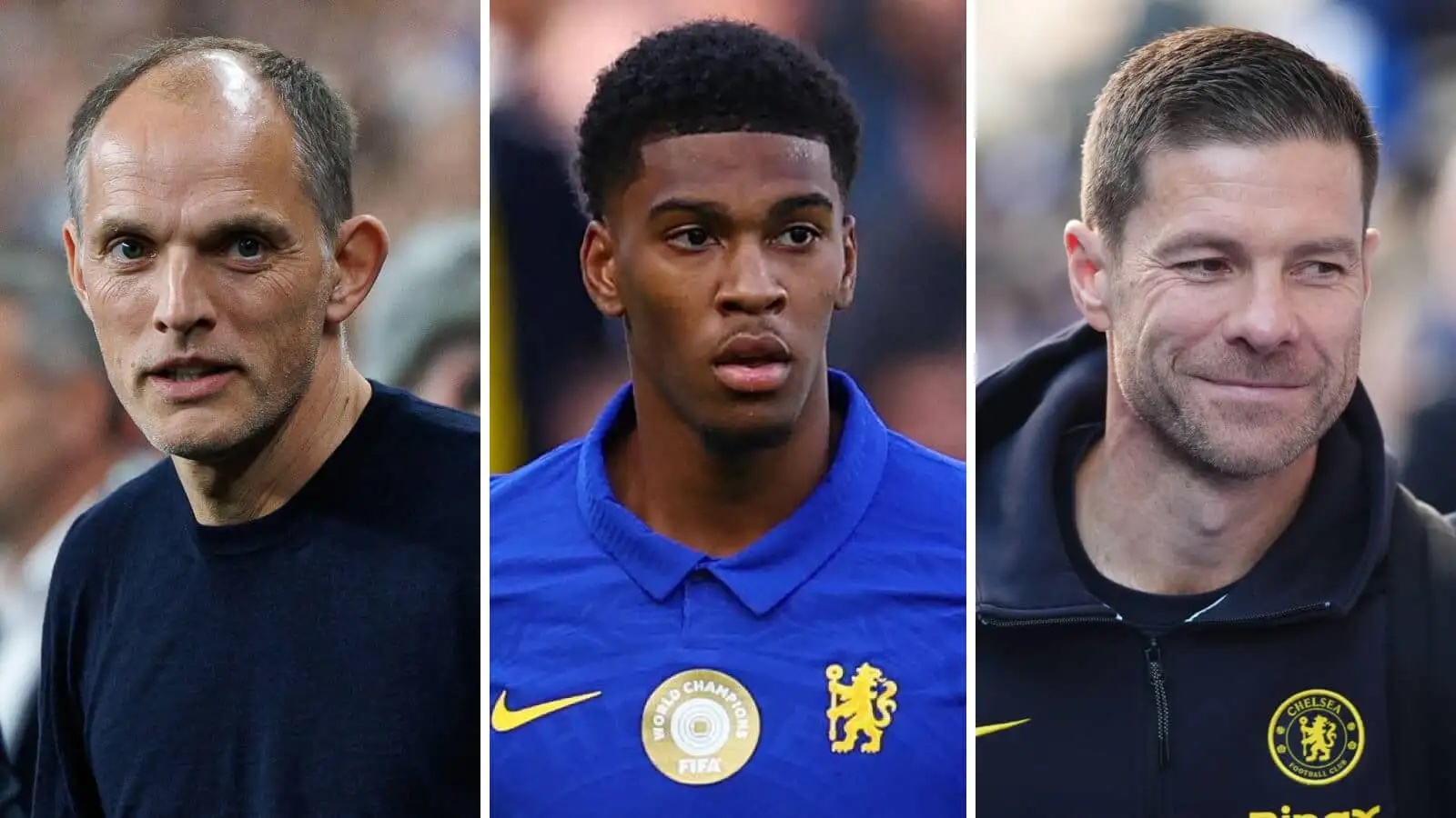 Thomas Tuchel, Josh Acheampong and Xabi Alonso