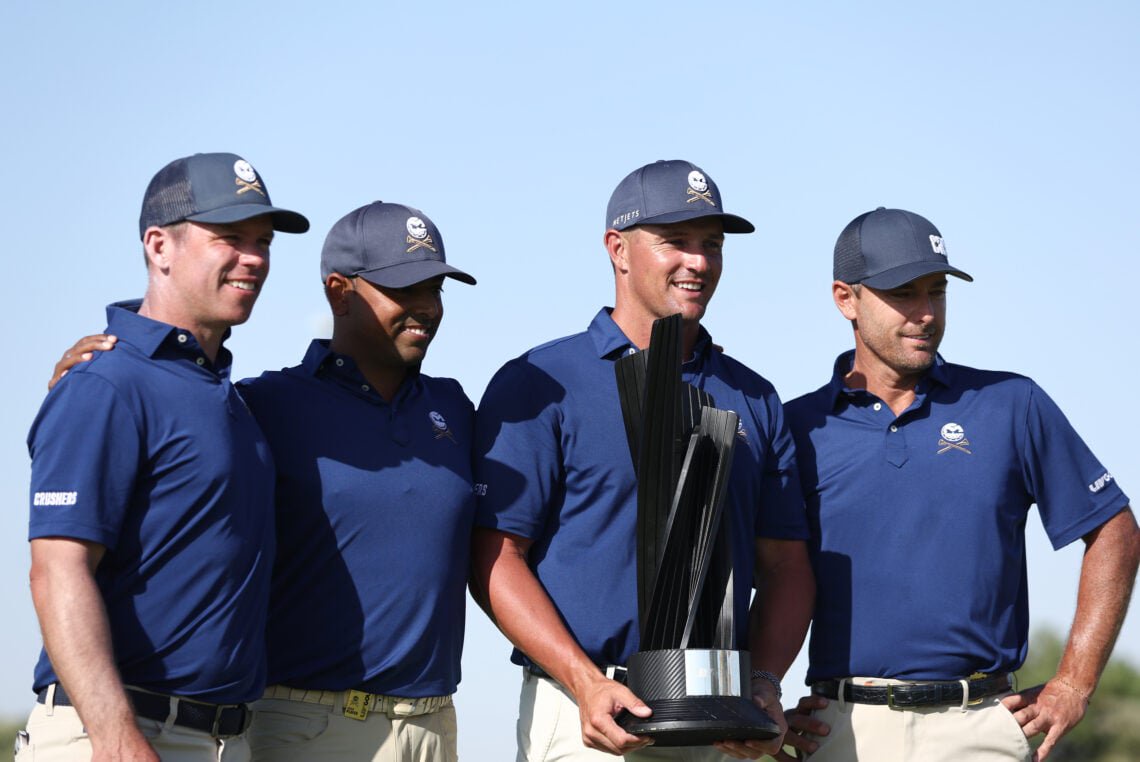 Bryson DeChambeau and the Crushers celebrate their LIV Golf Jeddah victory