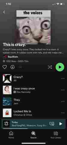 The I was crazy once poem made out of songs on Spotify.