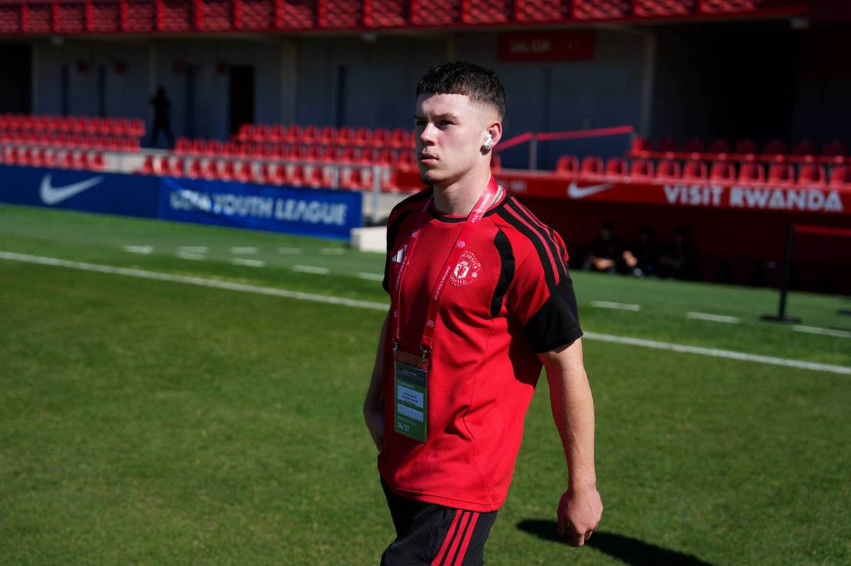 Kai Rooney before the UEFA Youth League 2026/27 MD2 match between Atletico de Madrid U19 and Manchester United U19. 