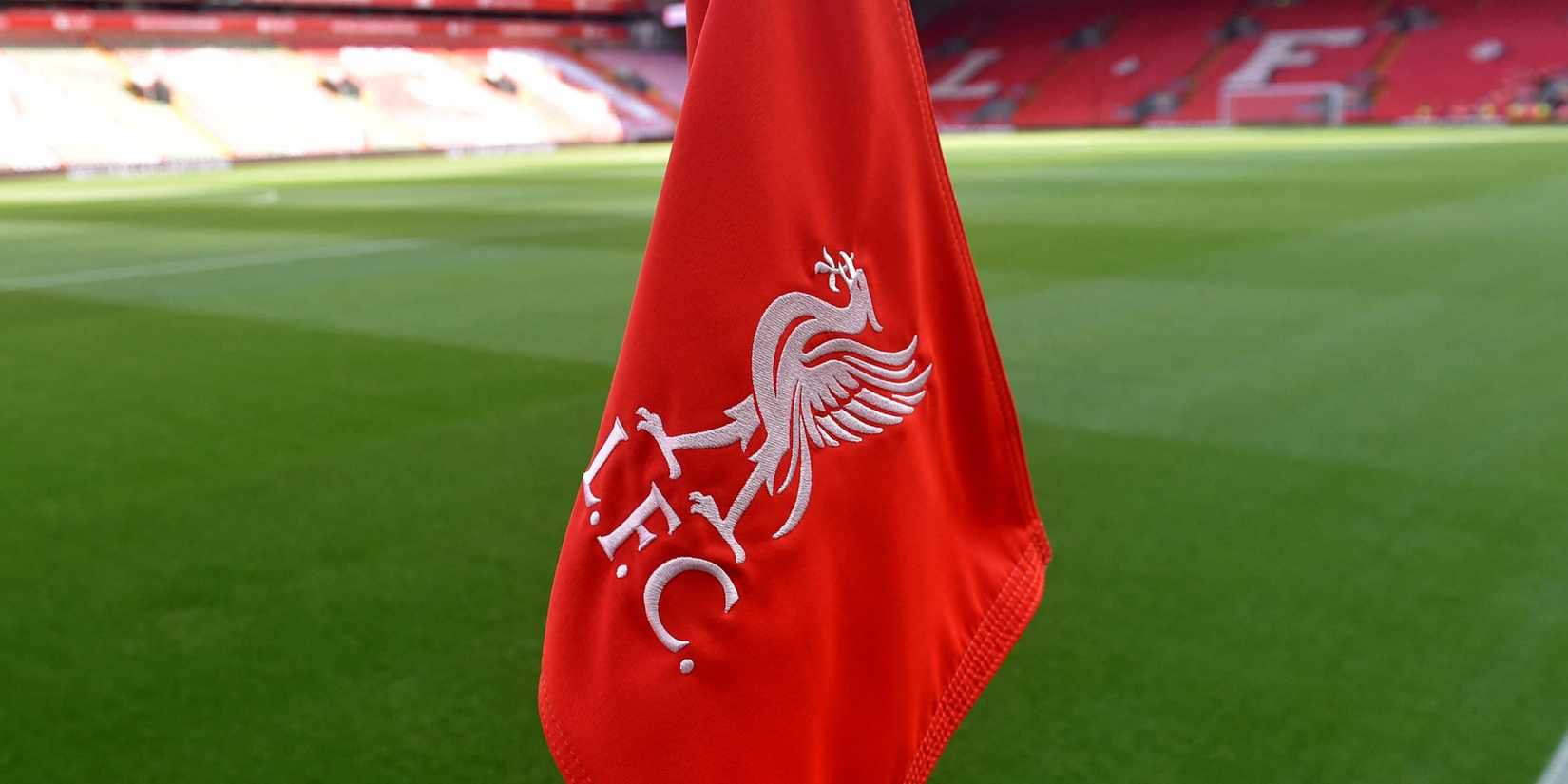 General view of a Liverpool corner flag inside Anfield stadium