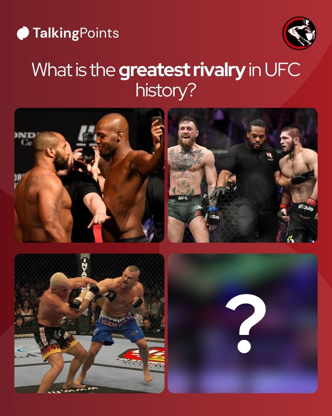 Four-way split image of the greatest UFC rivalries