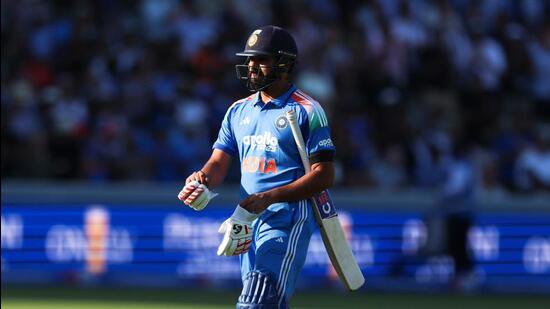 India's Rohit Sharma during the third ODI between England and India, at Lord's cricket ground, London (Steven Paston/PA via AP)
