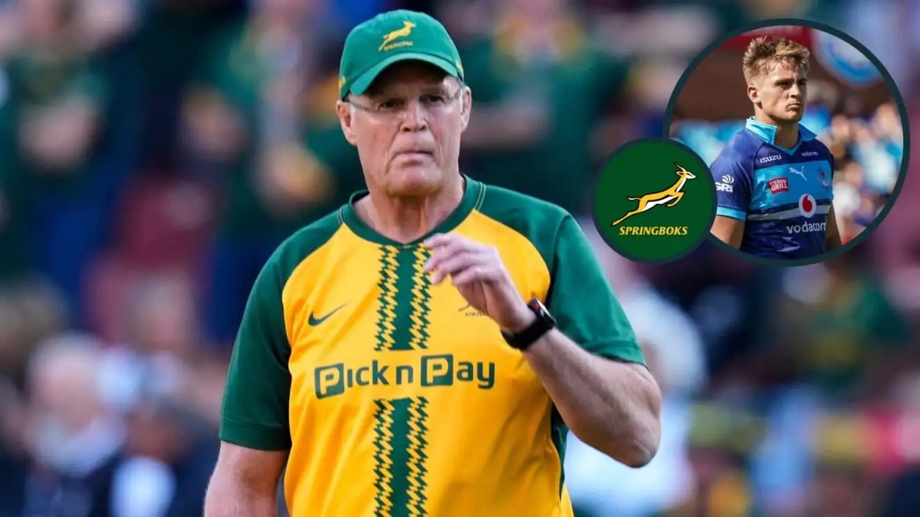 Springboks head coach Rassie Erasmus and an inset of Seb de Klerk.