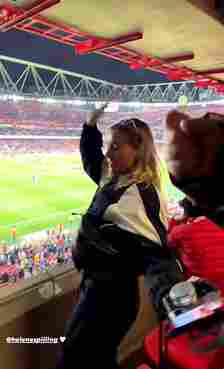 Helene Spilling was seen dancing around inside the Emirates stadium