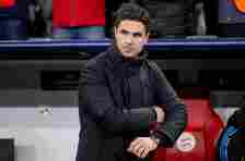 Mikel Arteta looks on prior to the UEFA Champions League quarter-final second leg match between FC Bayern München and Arsenal.