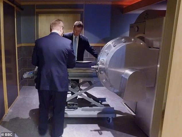 Staff at the&nbsp;Bradshaw Celebration of Life Center operate the&nbsp;alkaline hydrolysis machine located in the basement