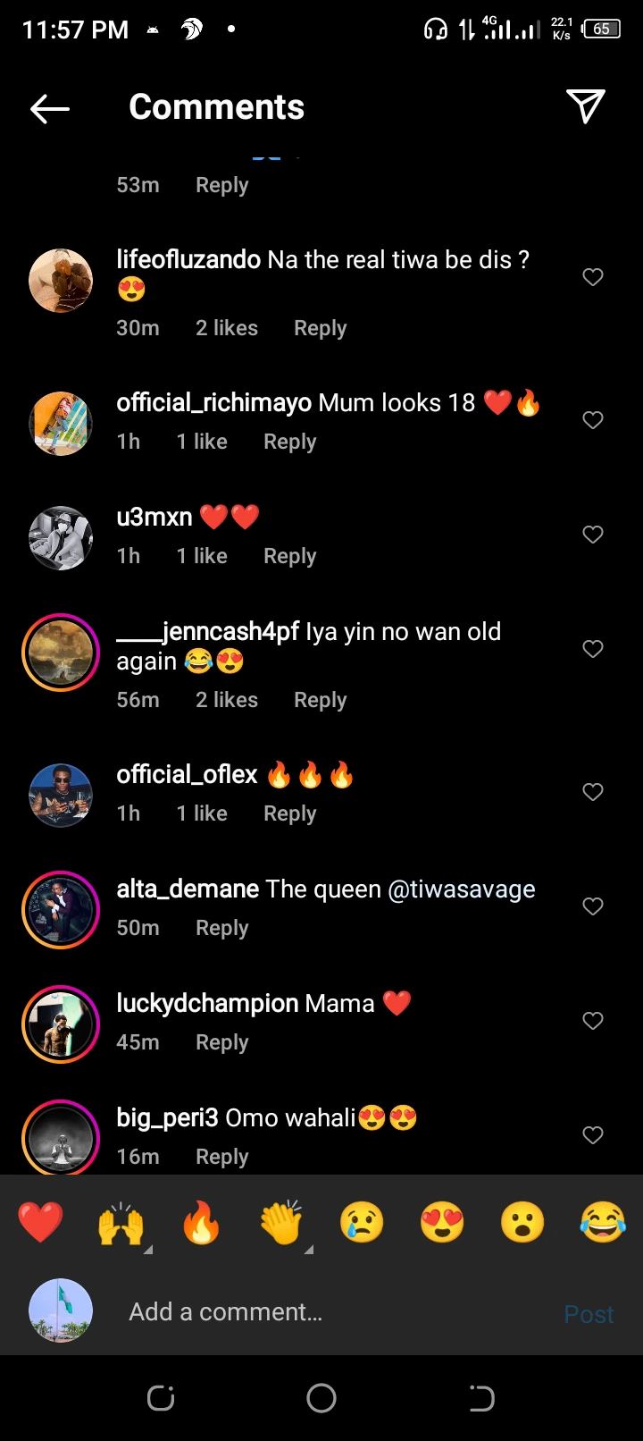 'Mum Looks like 18' - Fans reacts as Singer, Tiwa Savage shares New Video on Social Media