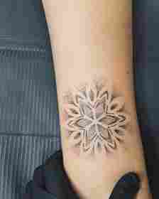 Simple Dotwork Mandala Tattoo On Leg