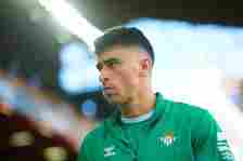 Marc Roca of Real Betis is looking on before the LaLiga EA Sports match between Valencia CF and Real Betis at Mestalla Stadium in Valencia, Spain, ...