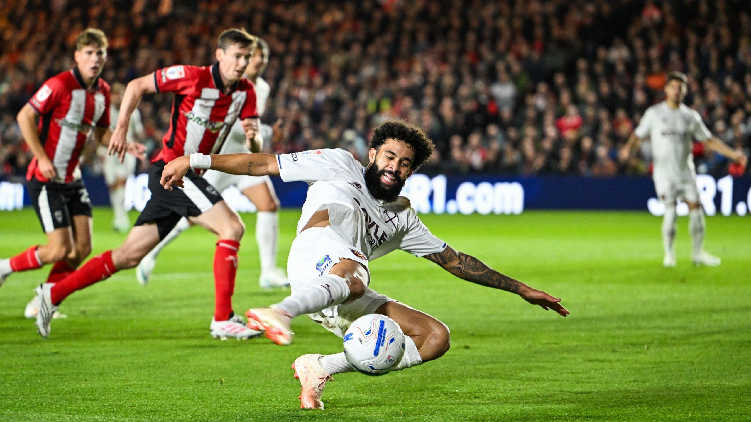 Pablo goes for goal during West Ham's match against Lincoln City on Wednesday