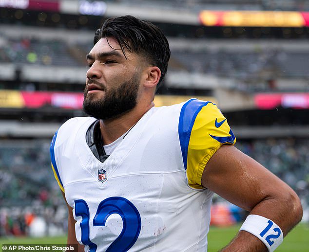 Los Angeles Rams wideout Puka Nacua is in doubt for Sunday after injuring his knee in practice