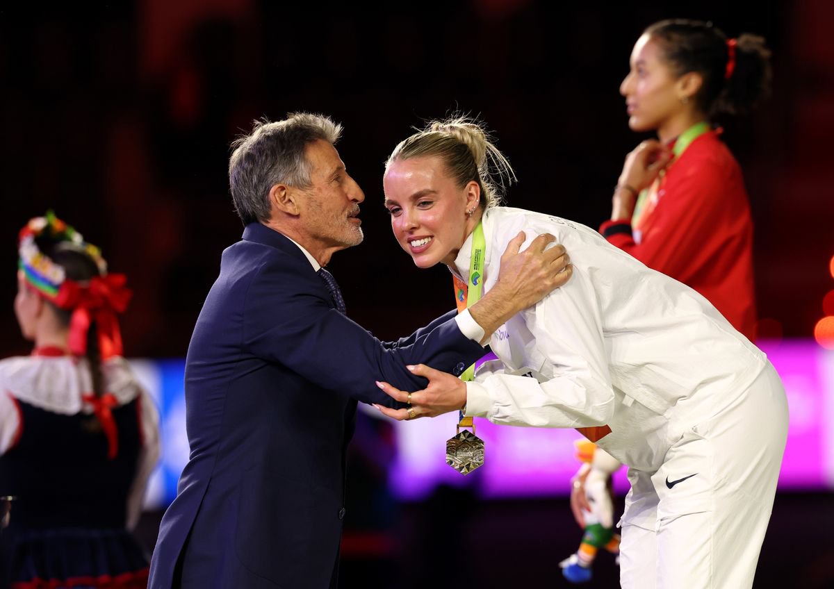 Sebastian Coe, IAAF President, and Keely Hodgkinson