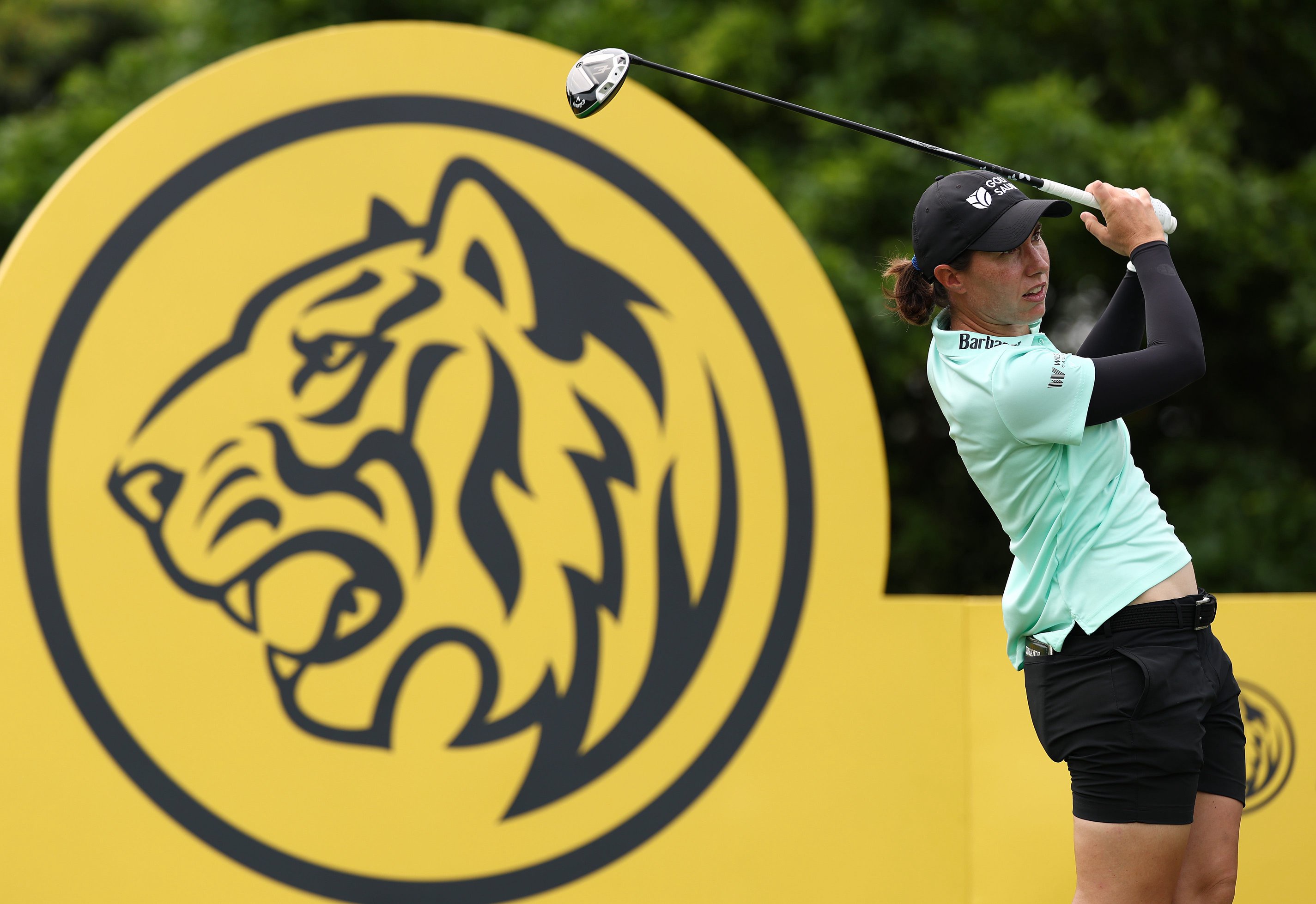 Carlota Ciganda of Spain plays a shot from the second tee during the first round of the Maybank Championship 2026 at Kuala Lumpur Golf &amp; Country Club on October 29, 2026 in Kuala Lumpur, Malaysia. 