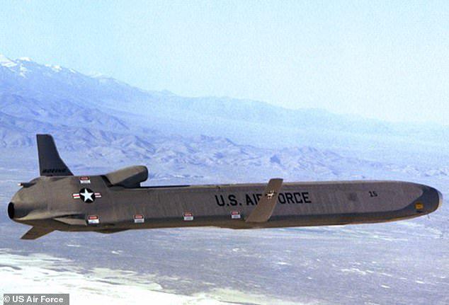 DailyMail.com can reveal that the US Air Force has quietly deployed missiles that could destroy the electronics of Iran's nuclear facilities. The microwave weapons are fitted into an air-launched cruise missile and delivered from B-52 bombers. A B-52 bomber is pictured