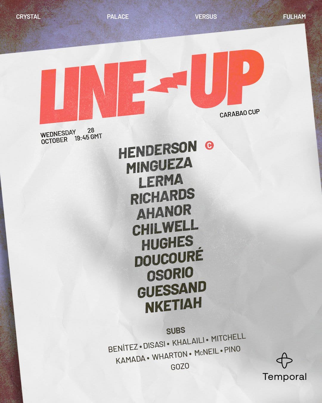 Crystal Palace lineup