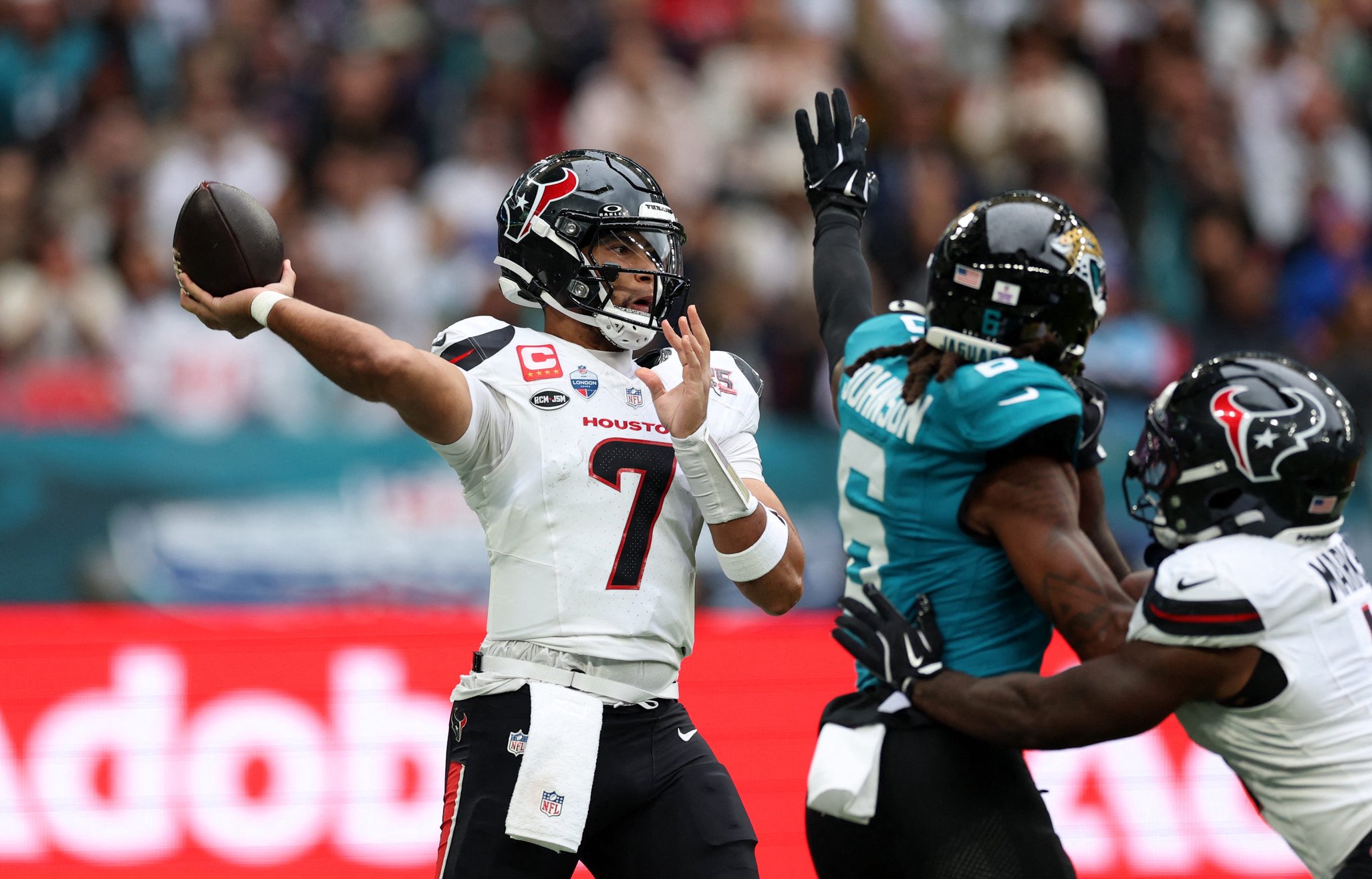 Football - NFL - Houston Texans v Jacksonville Jaguars - Wembley Stadium, London, Britain - October 18, 2026 Houston Texans' C.J. Stroud in action Action Images via Reuters/Paul Childs