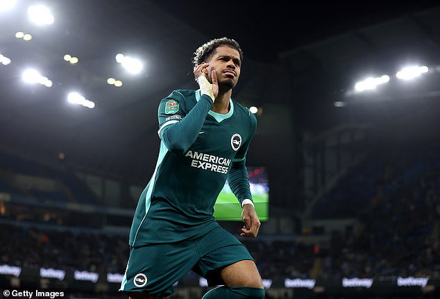 Georginio Rutter restored Brighton's advantage on the stroke of half-time at the Etihad