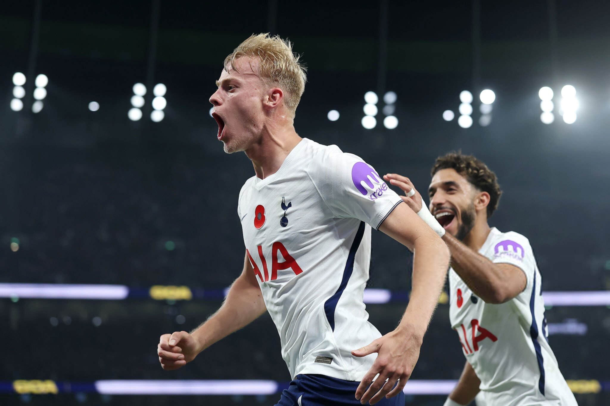 Jan Paul van Hecke celebrates after scoring against Crystal Palace