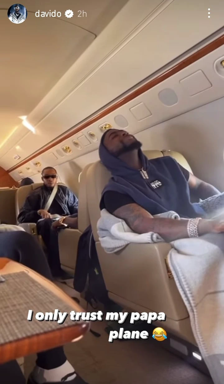 Davido prays fervently during turbulent flight