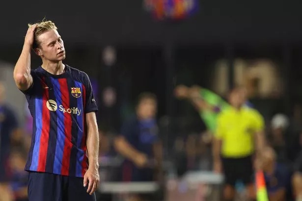 FORT LAUDERDALE, FL - JULY 19: Frenkie de Jong of FC Barcelona during the pre season friendly between Inter Miami CF and FC Barcelona at DRV PNK Stadium on July 19, 2022 in Fort Lauderdale, Florida.
