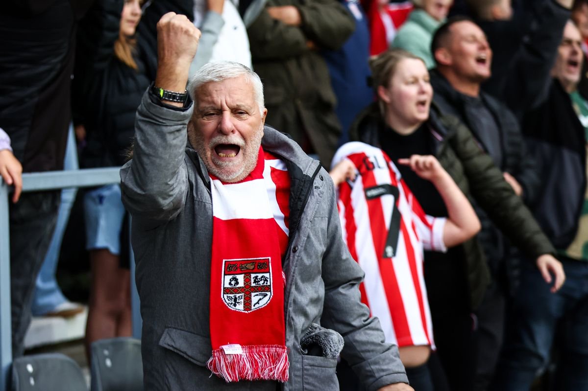 Stoke City fans celebrate a win over Derby County.