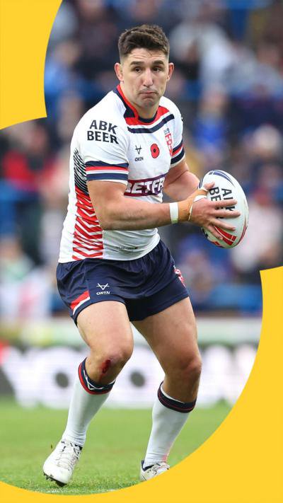Victor Radley playing for England in the Rugby League 