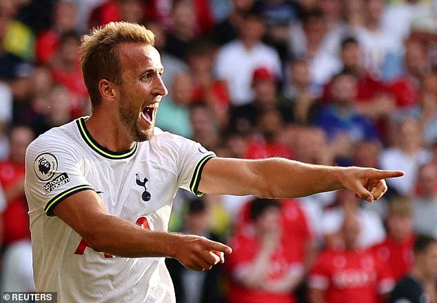 Spurs' Harry Kane scored twice against Nottingham Forest to match Andy Cole's 187 goal tally
