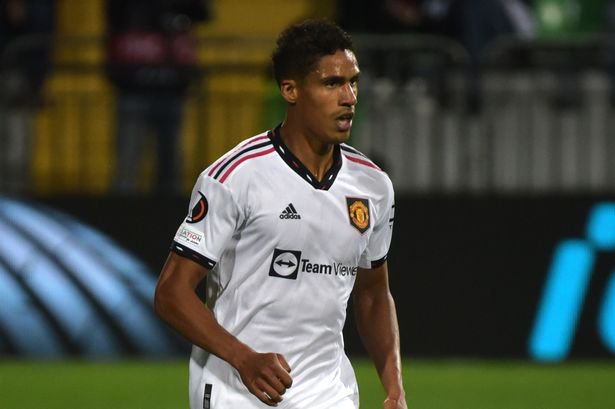 Raphael Varane in action for Manchester United during the Europa League