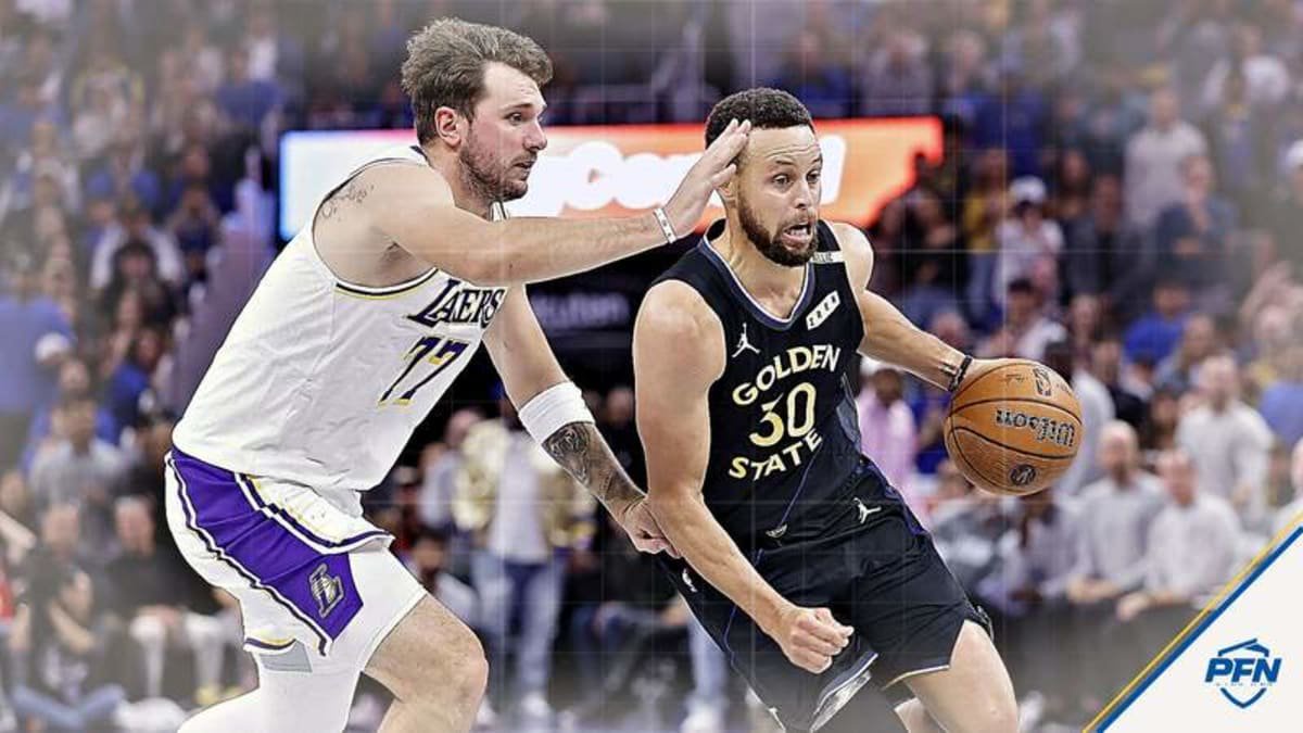 Stephen Curry sends Luka Dončić to the floor before drilling a step-back 3, sparking reactions during Golden State’s win.