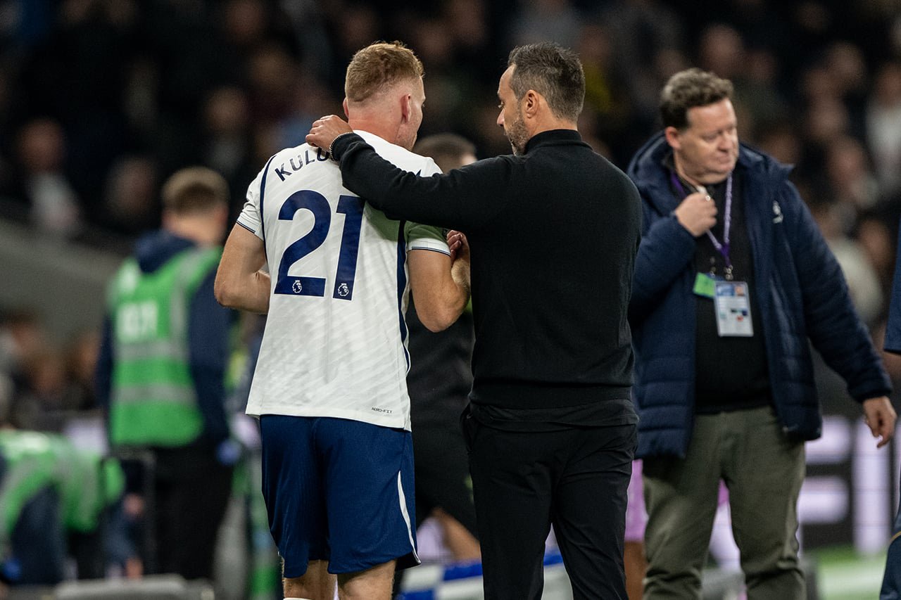 Dejan Kulusevski and Roberto De Zerbi Tottenham