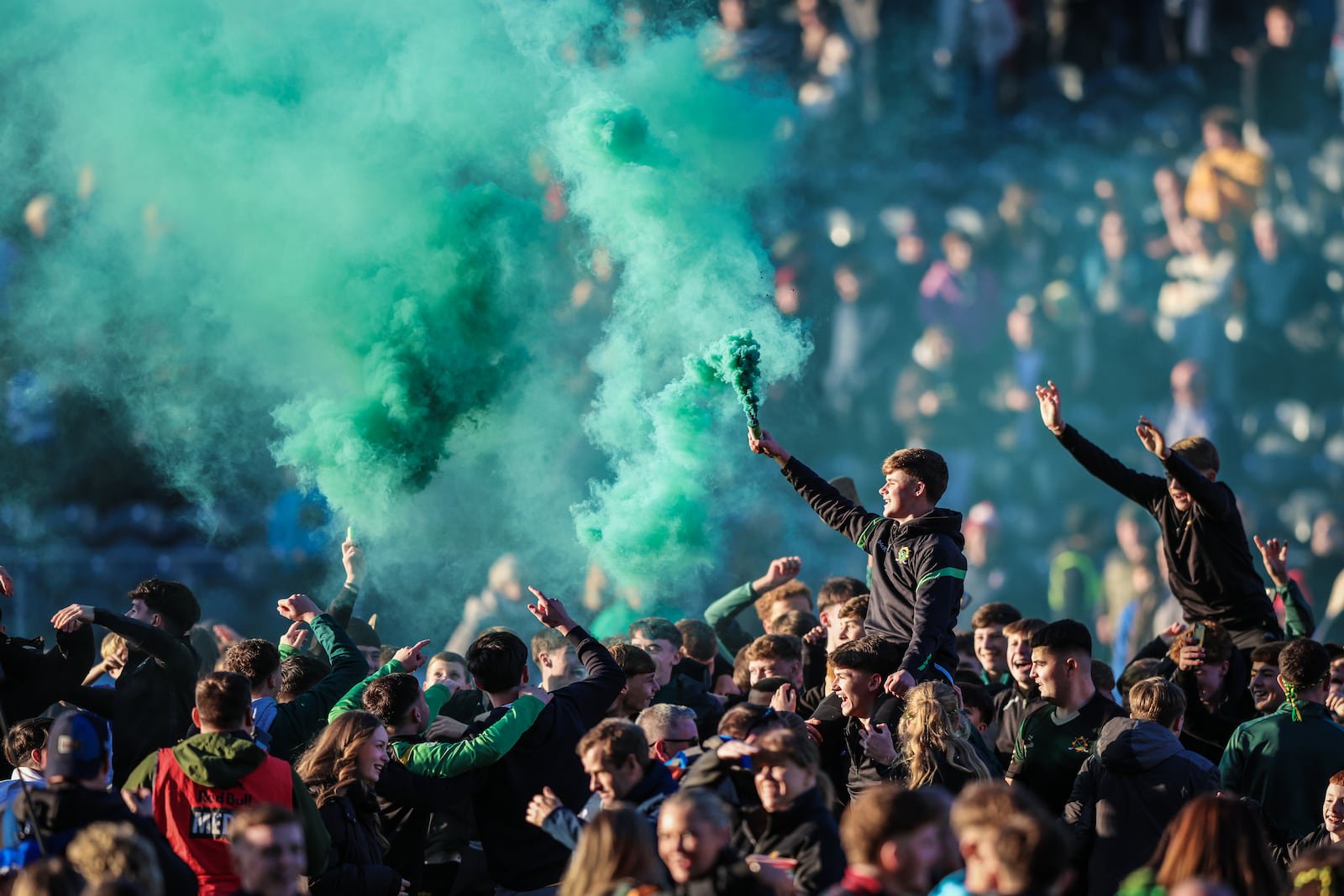 Glen Rovers supporters celebrate after beating St Finbarr's to win the Cork senior hurling title. Photograph: David Ribeiro/Inpho