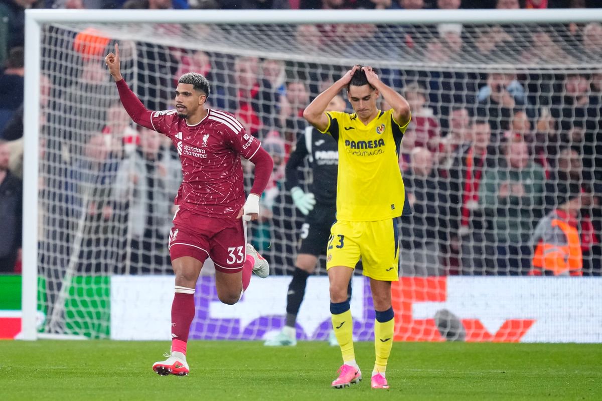 Ronald Araujo centre-back of Liverpool and Uruguay celebrates after scoring his sides first goal during the UEFA Champions League 2026/27 League Phase MD3 match between Liverpool FC and Villarreal CF at Anfield on October 20, 2026 in Liverpool, United Kingdom. (Photo by Jose Breton/Pics Action/NurPhoto via Getty Images)