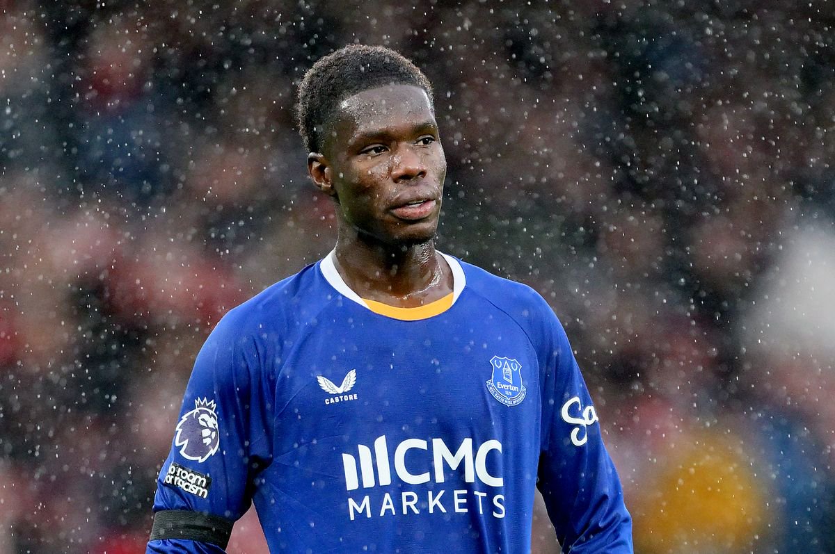 Thierno Barry looks in the rain