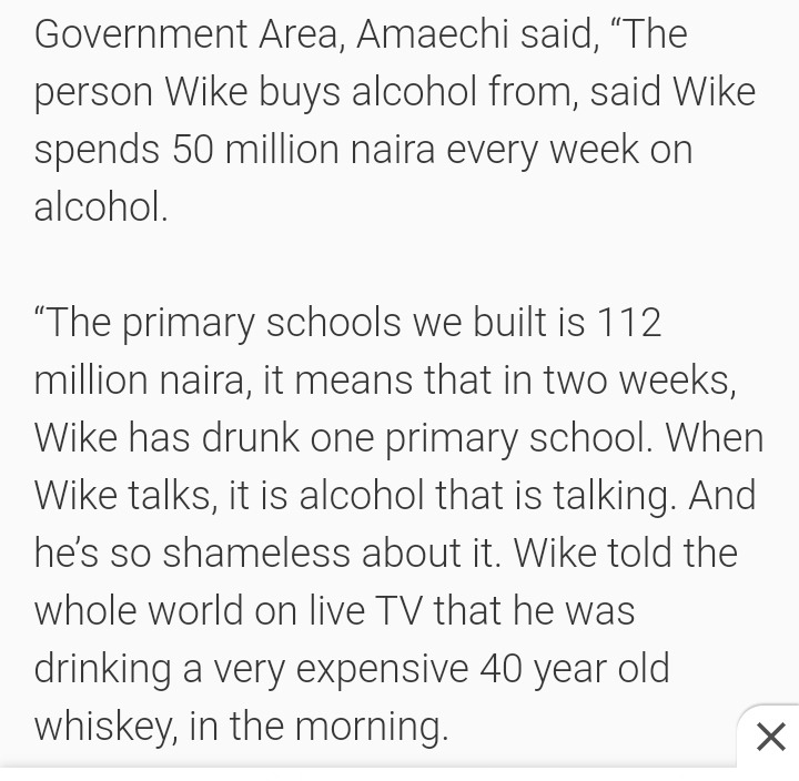 Wike's Supplier Told Me the Governor Spends N50 Million on Alcoholic Drinks Weekly – Amaechi