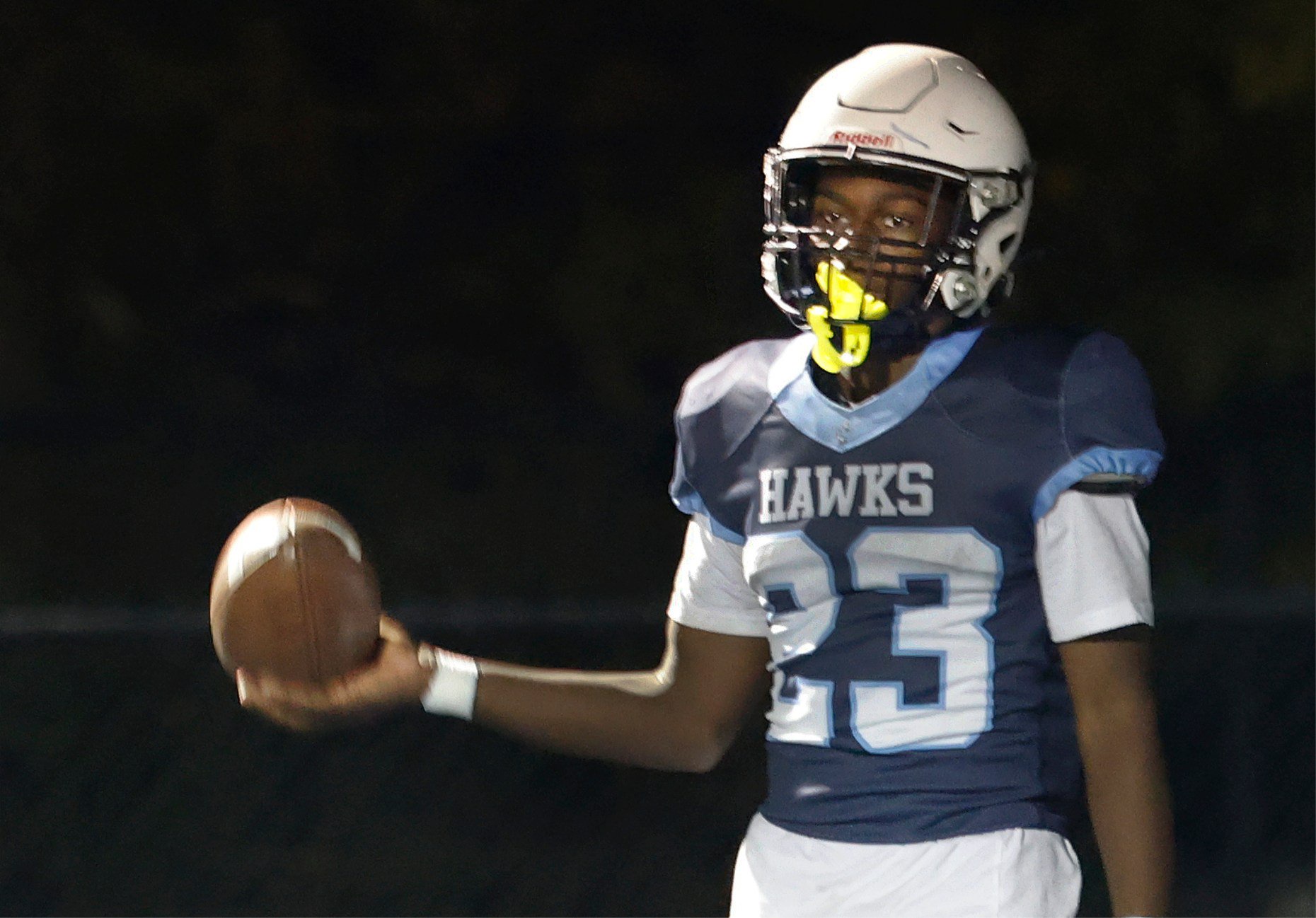 Hillcrestâs Devan Watson holds the ball and waits for the...