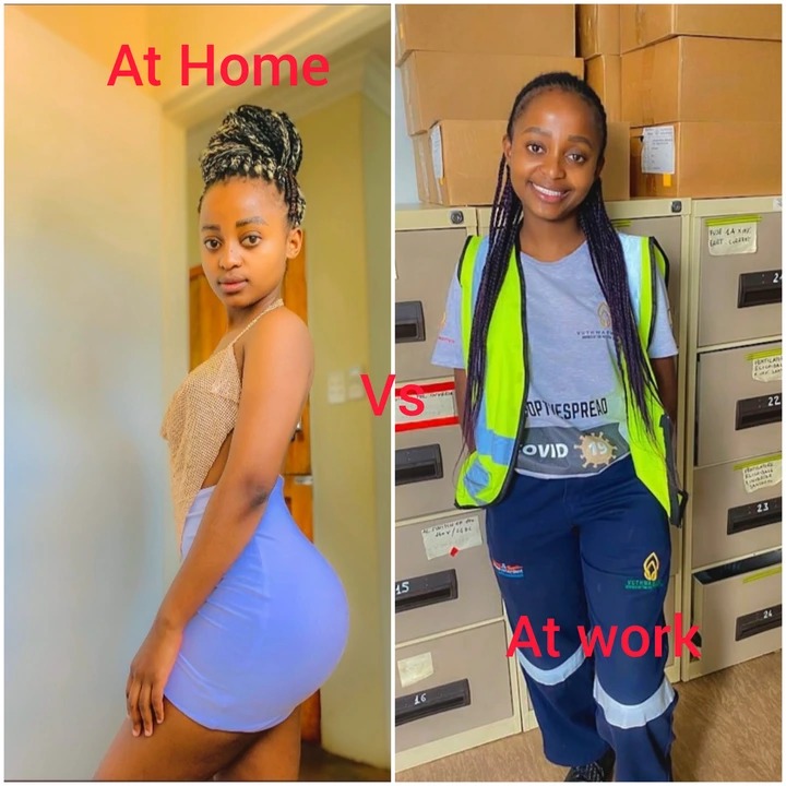 Home vs Work: 23-Year-Old Girl Caused Confusion on Social Media After Posting Photos Of Herself At Work Vs. At Home