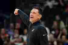 Phoenix Mercury head coach Nate Tibbetts shouts instructions to his...