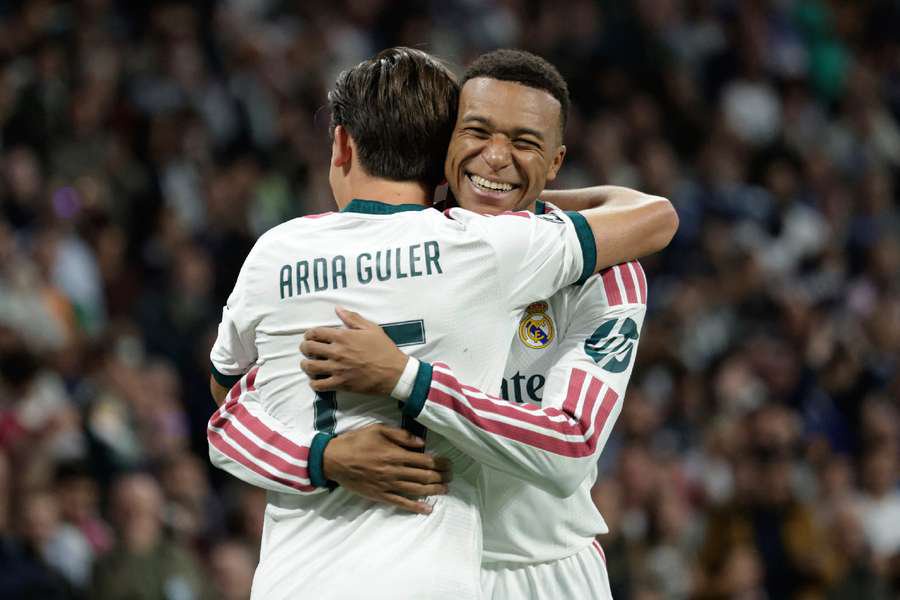 Mbappe and Guler celebrate goal