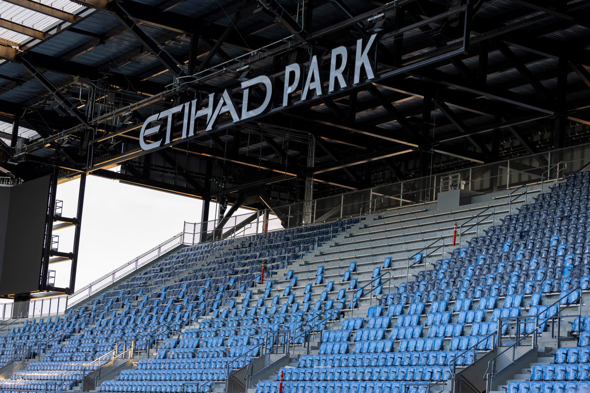 A view of the field and seating shown during a media tour of the new Etihad Park on Oct. 17, 2026 in Queens.