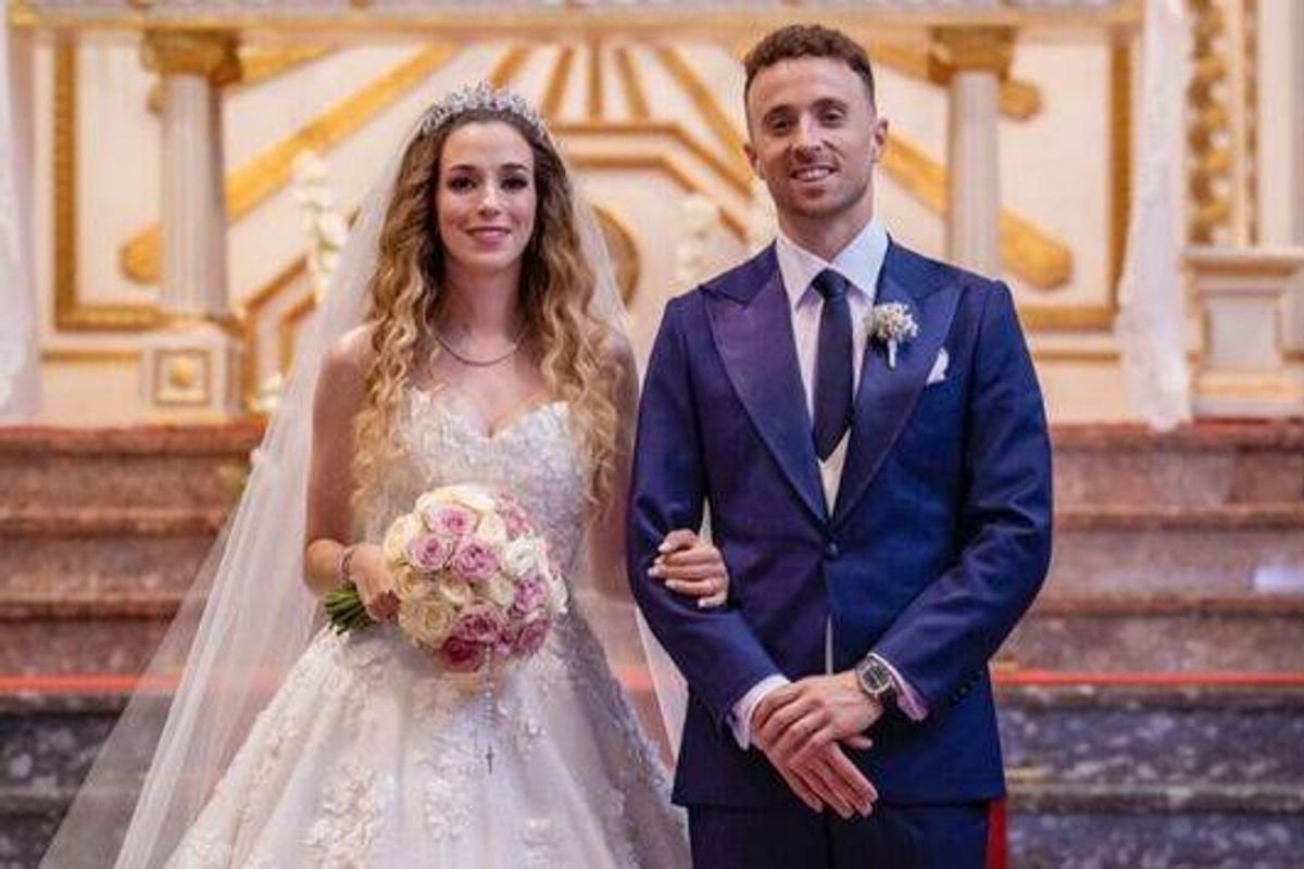 Diogo Jota and his wife Rute Cardoso on their wedding day