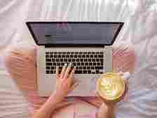 women woman laptop office tech desk, common habits