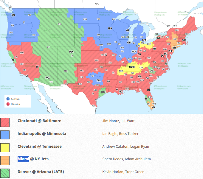 CBS single broadcast map Week 7 2026