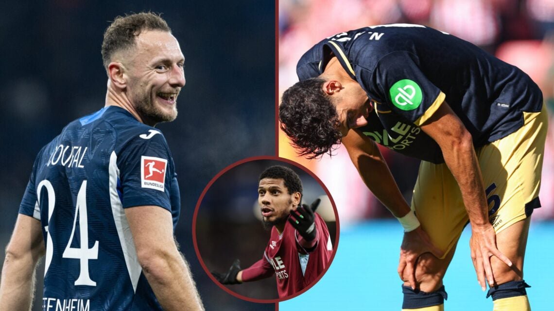 Split image showing Vladimir Coufal at Hoffenheim, and Nayef Aguerd and Jean-Clair Todibo at West Ham United