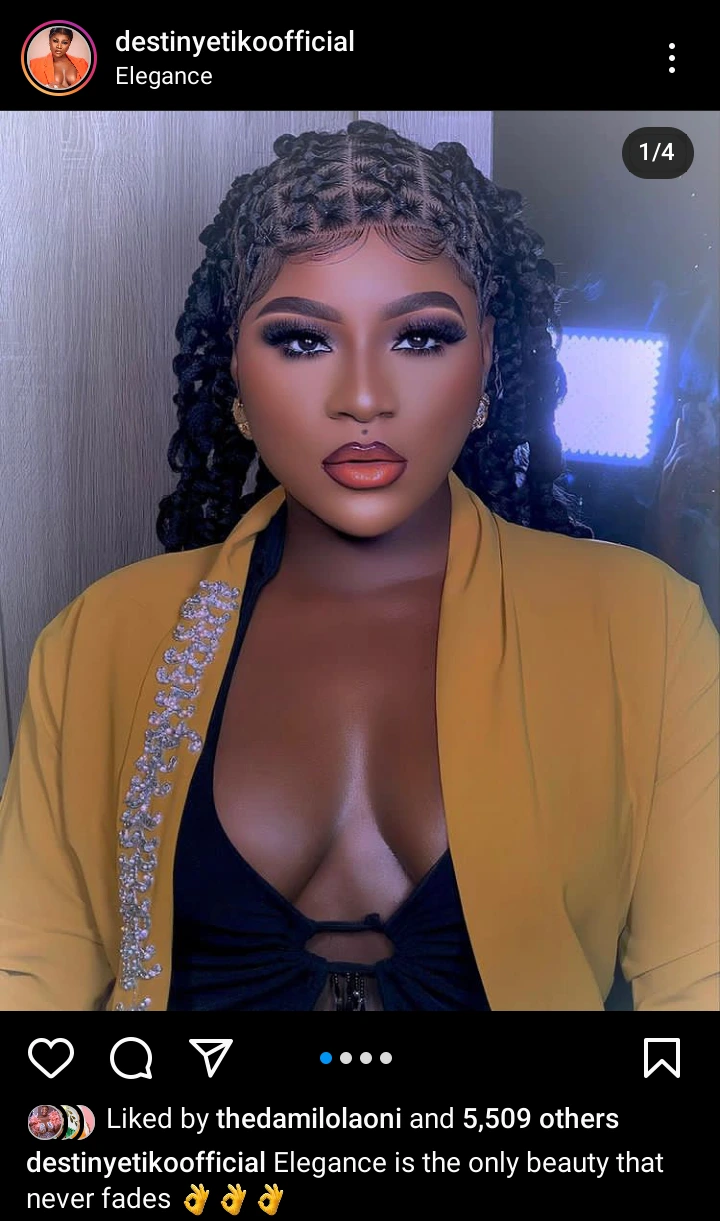 Actress, Destiny Etiko Stirs Reactions As She Shows Off Her Latest Dazzling Look On Instagram.