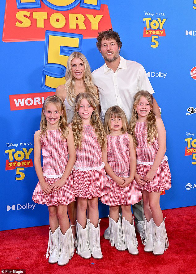 Stafford shares four daughters with wife Kelly - twins Sawyer and Chandler, 9, Hunter, 8, and 6-year-old Tyler